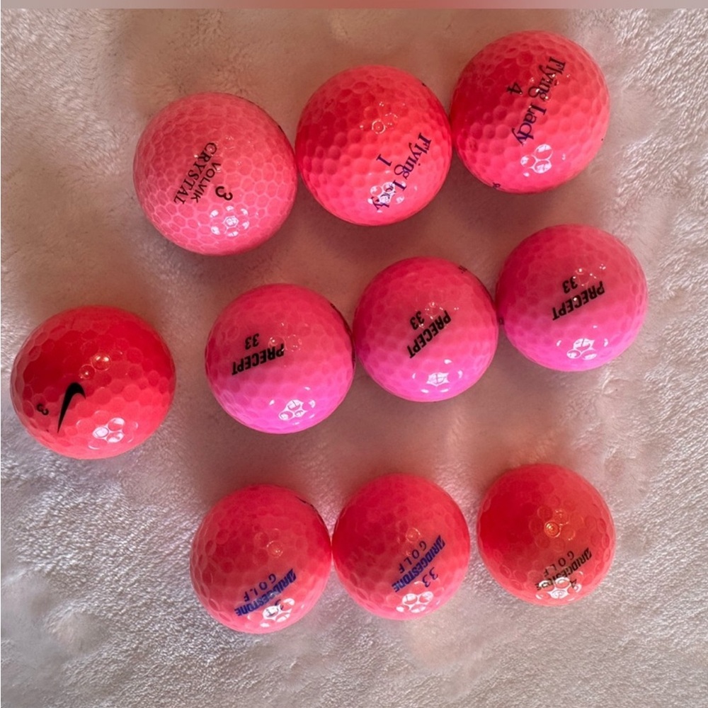Pink Golf Balls 10. Nike, precept, Bridgestone, Volvo, flying lady. New - Picture 1 of 2